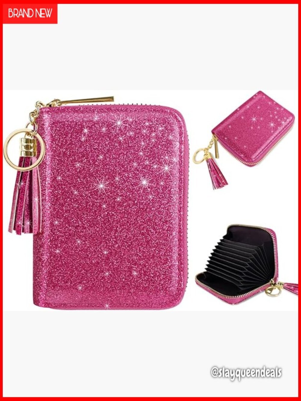 RFID Blocking Leather Card Holder Wallet with Tassel Zipper